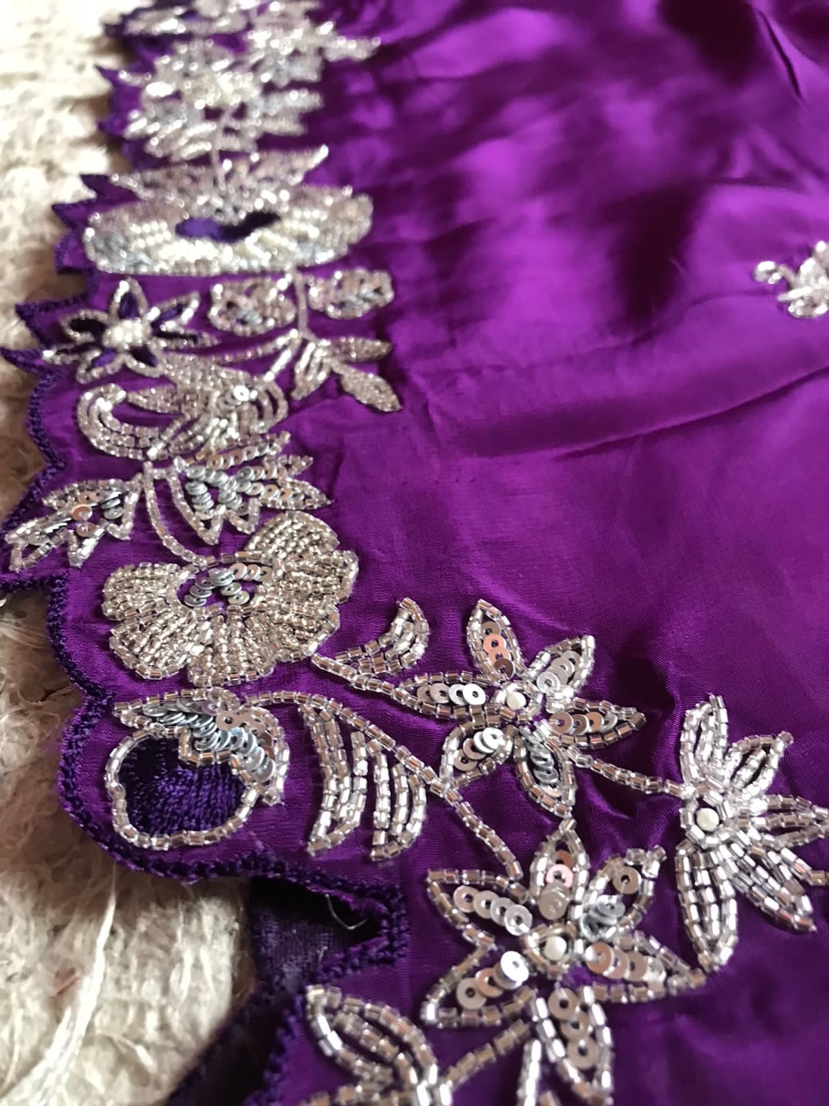 Luxury premium purple crepe silk sarees