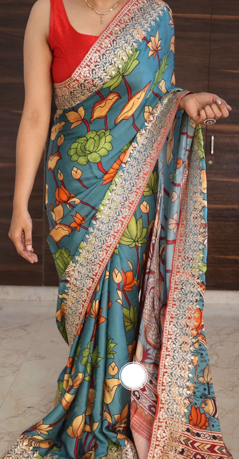 Gajji silk saree gottapatti saree kalamakri saree