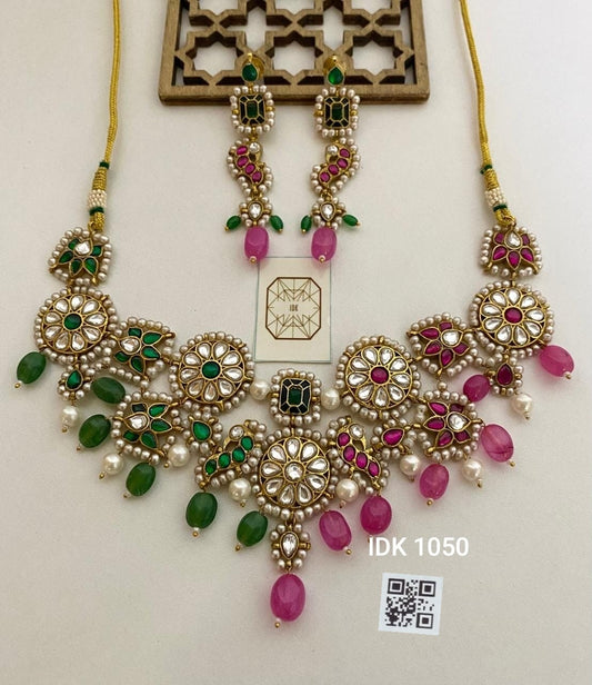 Dual necklace set beaded necklace set pacchi Kundan set