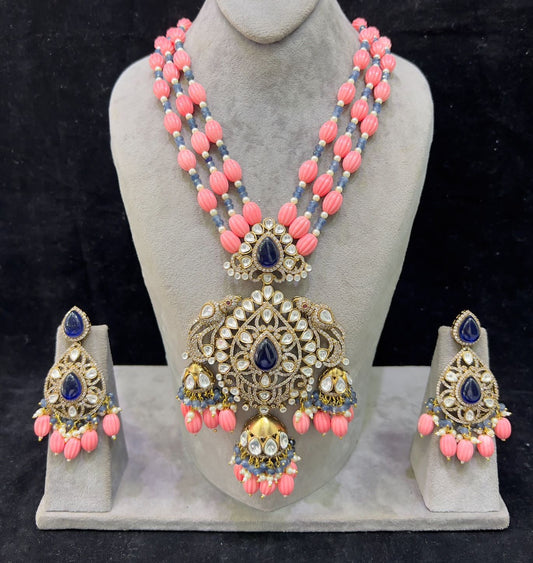 Zanesha peach Victorian inspired necklace set