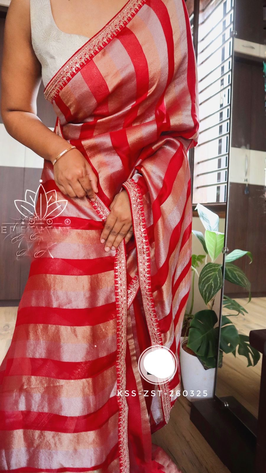 Striped kora saree Partywear sarees Indian sari blouse women clothing