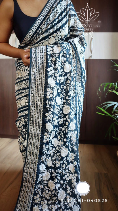 Elegant chikankari saree Lucknowi saree Indian sarees women saree blouse