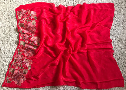 Red premium saree organza saree floral sari blouse women sarees