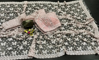 Designer saree net saree wedding sari blouse