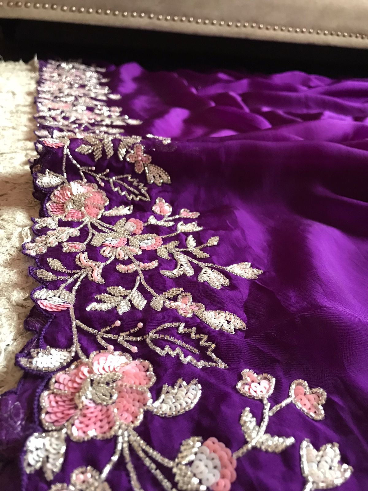 Purple Premium Organza Saree