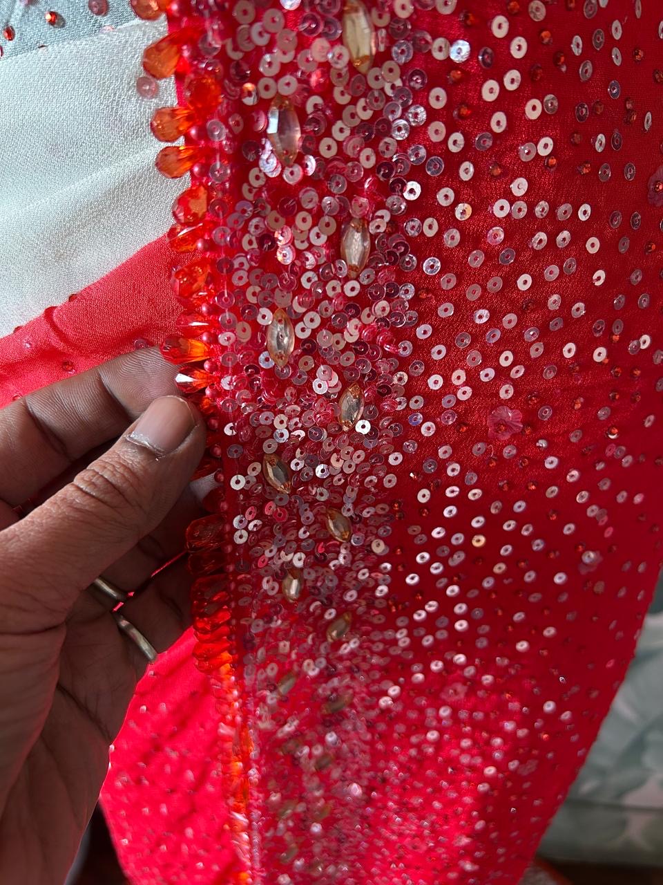 Shaded premium saree gorgette silk sarees blouse Indian Partywear sari