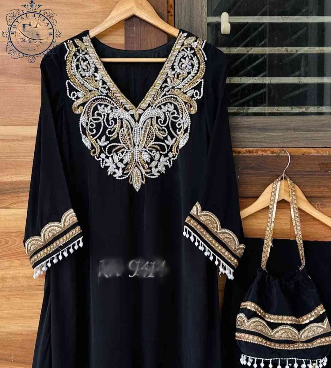 Navisha stitched dress crepe silk dress reception dress women dresses