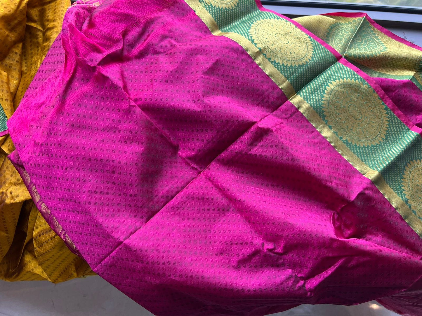 Kanchipuram silk saree yellow saree blouse