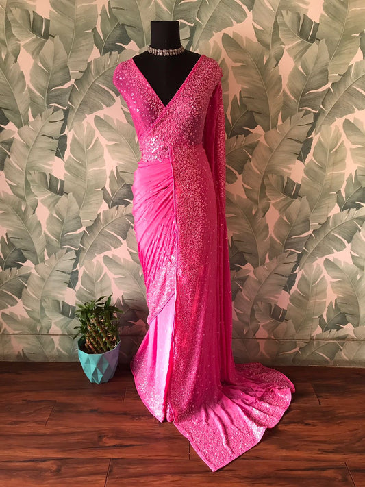 Premium pearl sequins saree handmade sari blouse