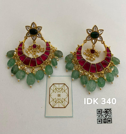Kundan chaandbali Kundan earrings Indian jewellery