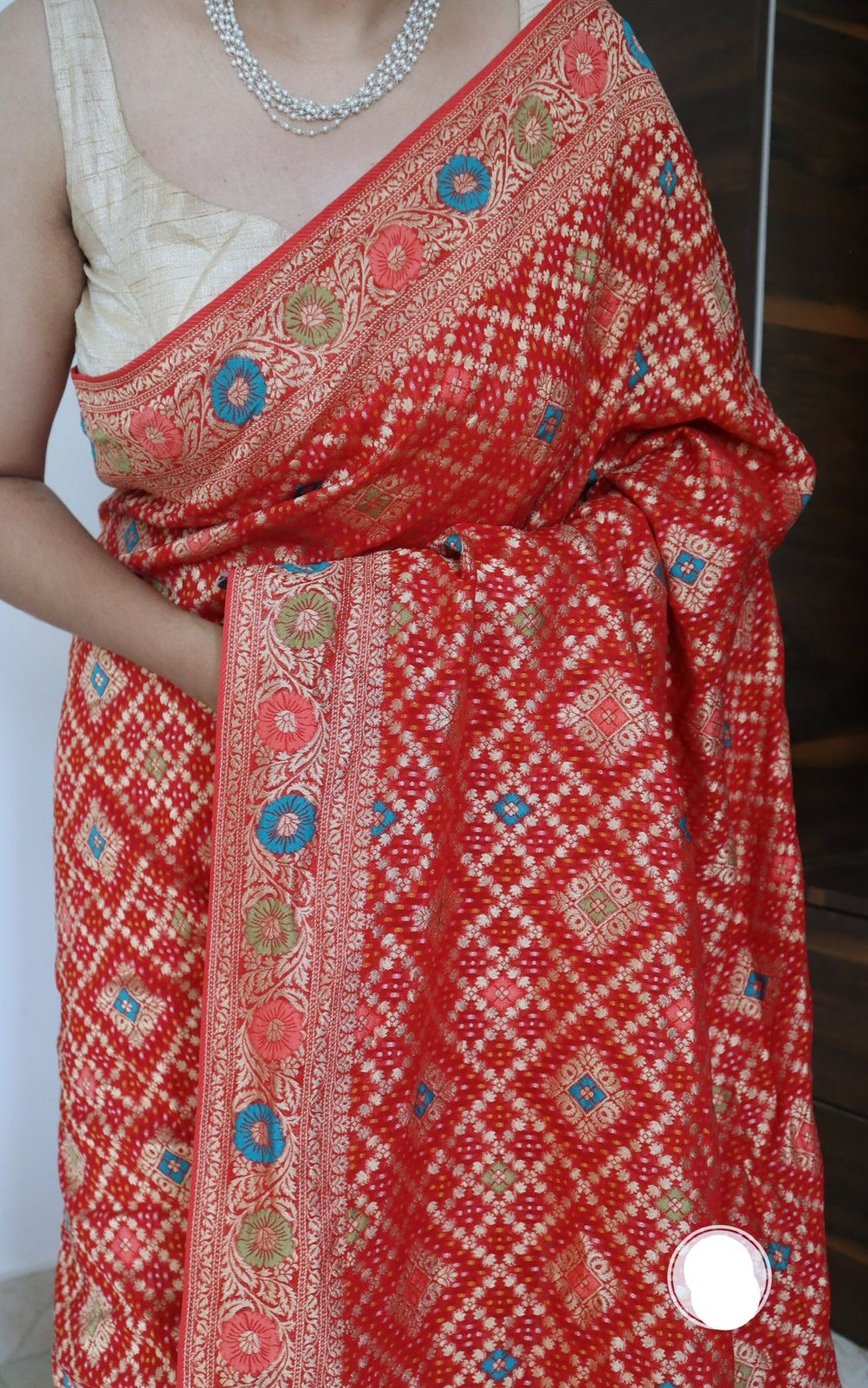 Meenakari bandhej saree Indian saree blouse