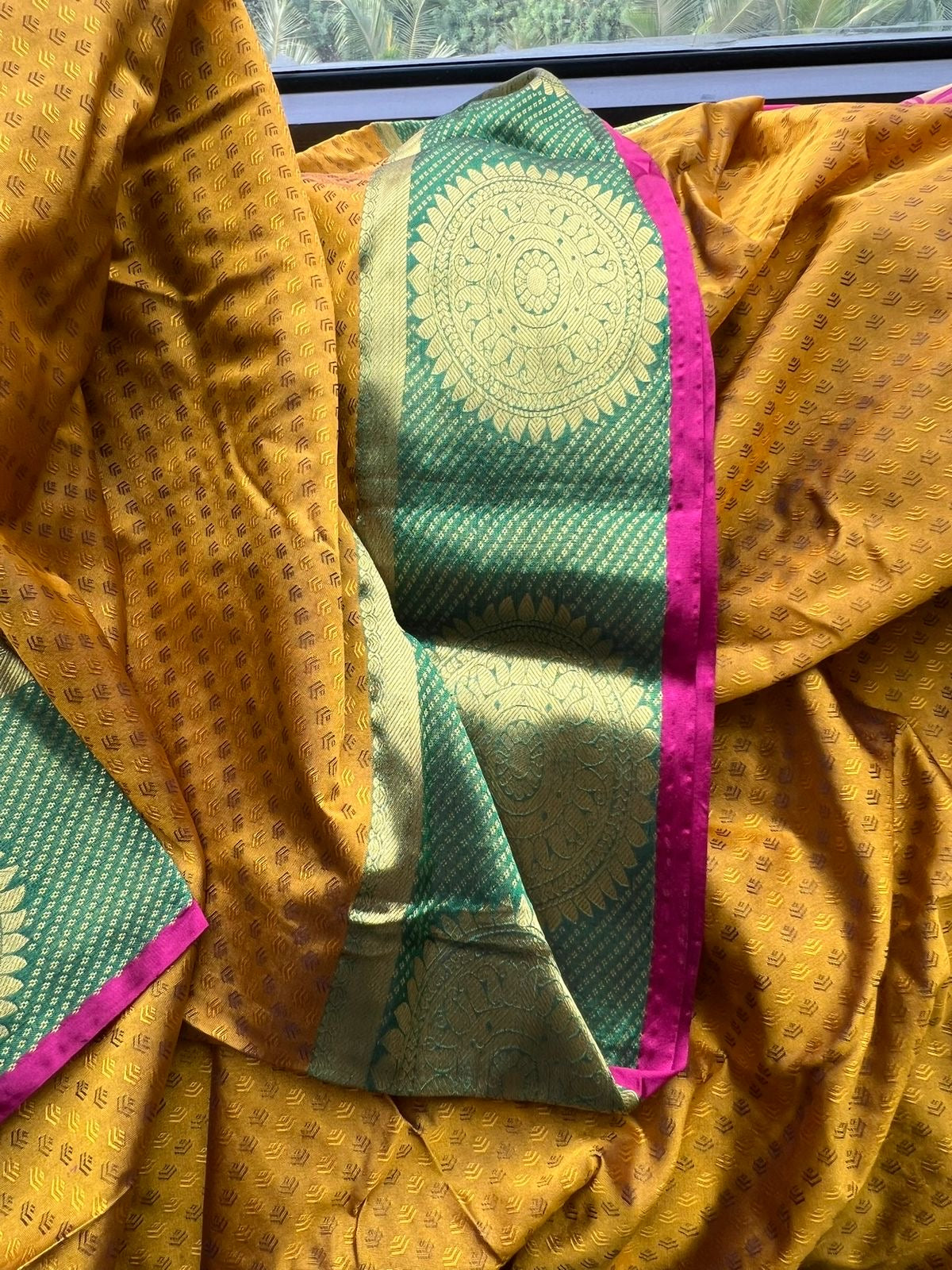 Kanchipuram silk saree yellow saree blouse