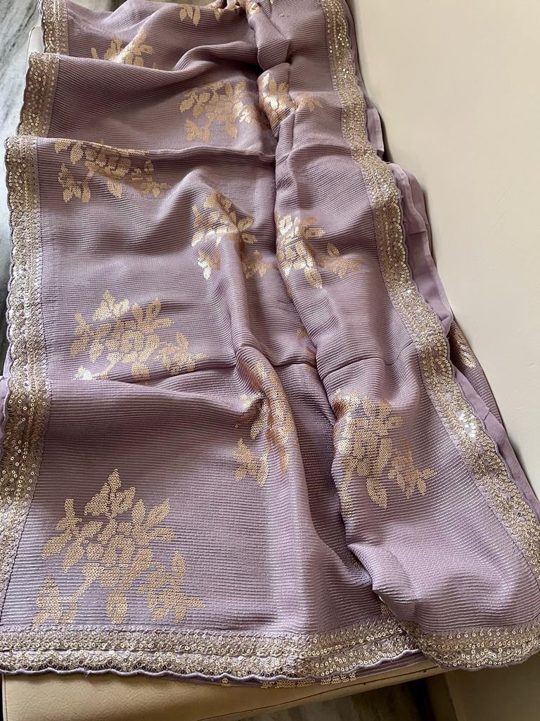 Ravish Sequence Gorgette Saree Partywear Sari