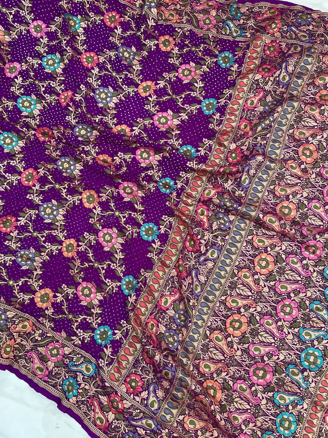 Banarasi bandhej dupatta handloom dupatta