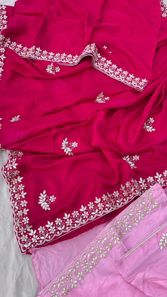 Gotta Patti Munga Silk Saree Indian Women Sarees