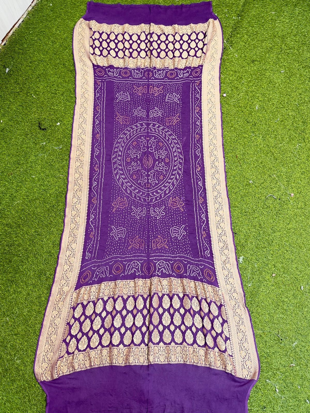 Purple dupatta bandhej dupatta gorgette neemzari dupatta