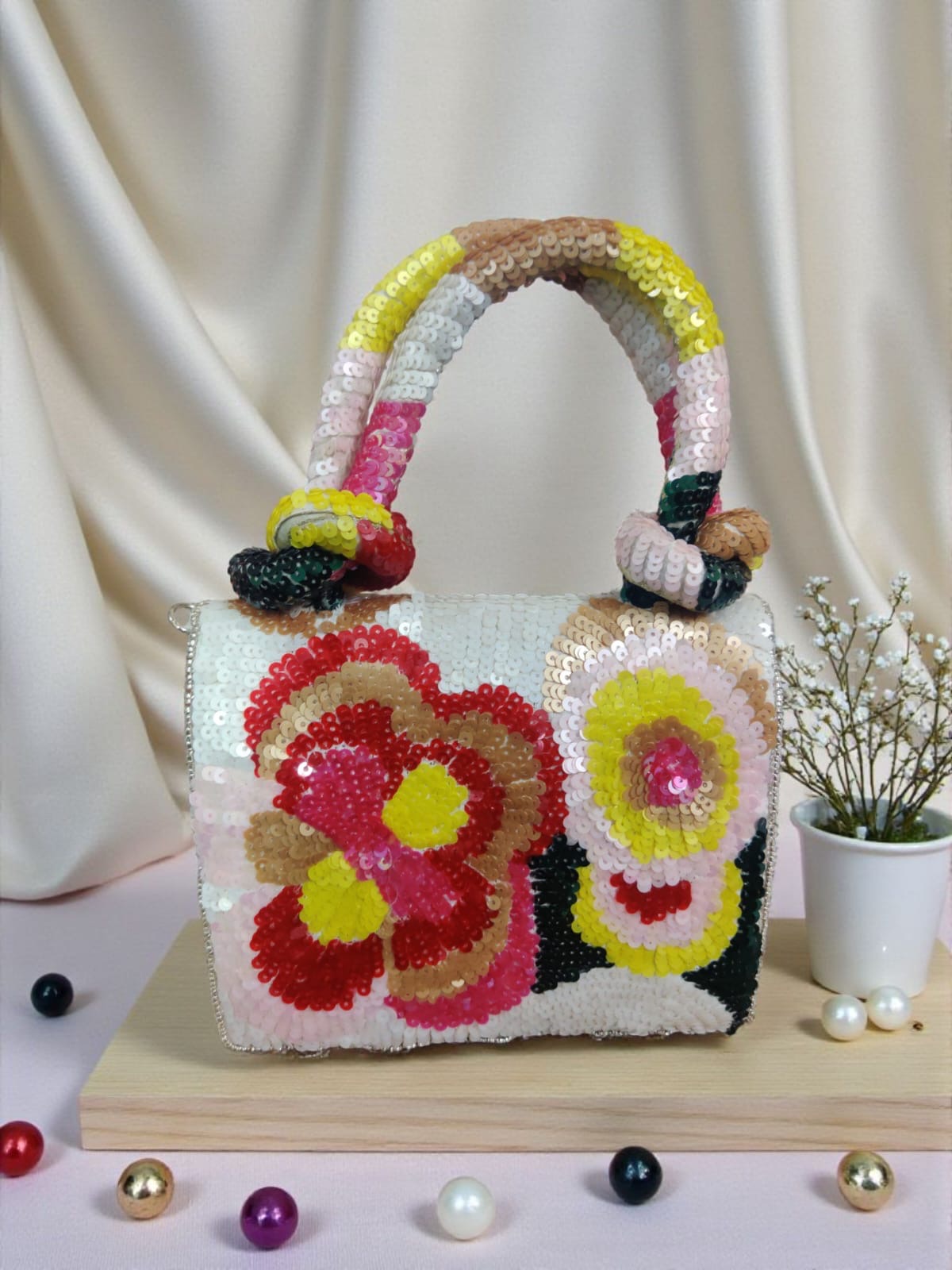 Sequins Bag petal flap bag women purse Partywear purse