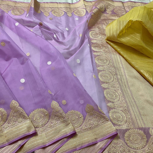 Purple kora saree scalloped saree Banarasi saree