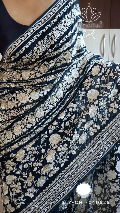 Elegant chikankari saree Lucknowi saree Indian sarees women saree blouse