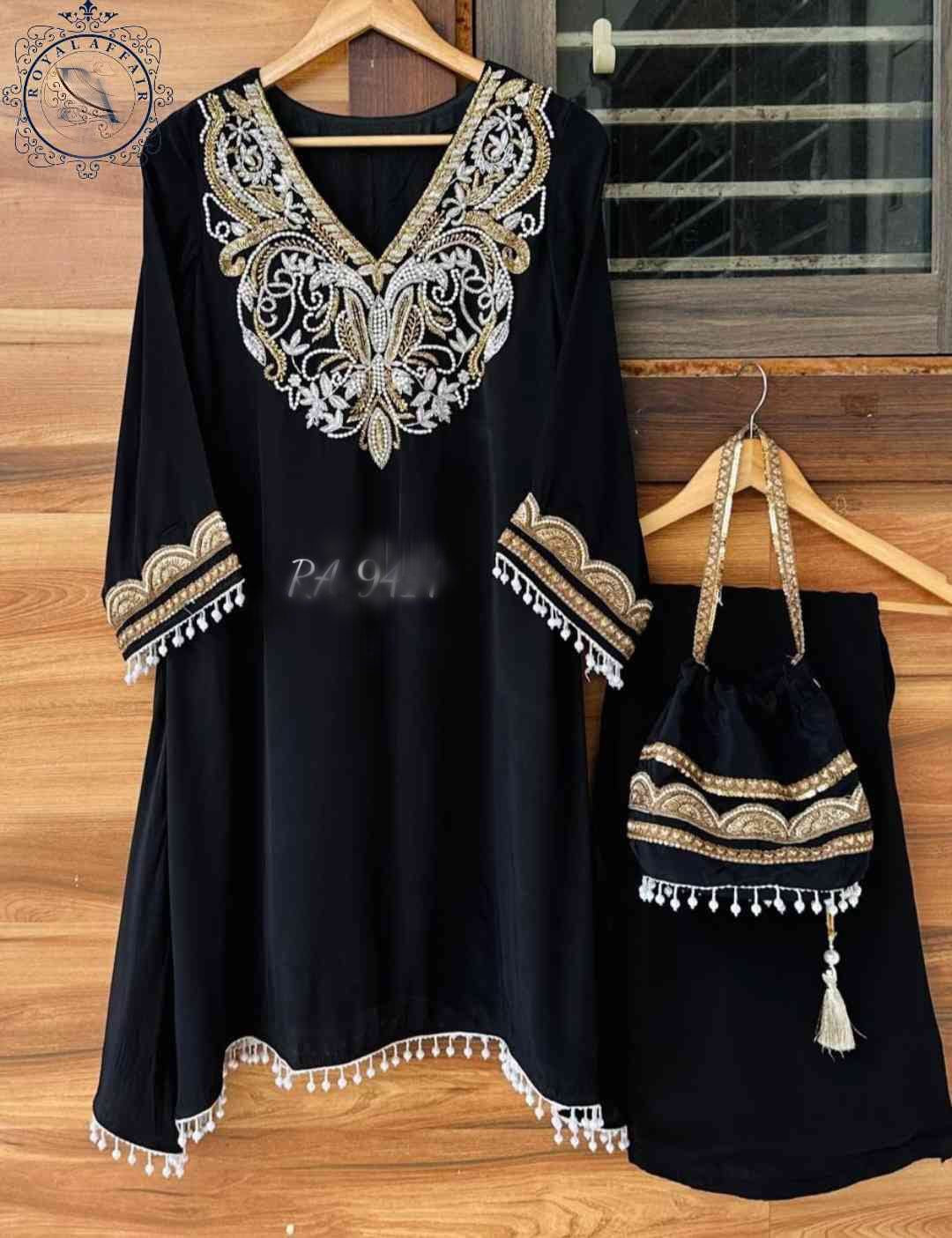 Navisha stitched dress crepe silk dress reception dress women dresses