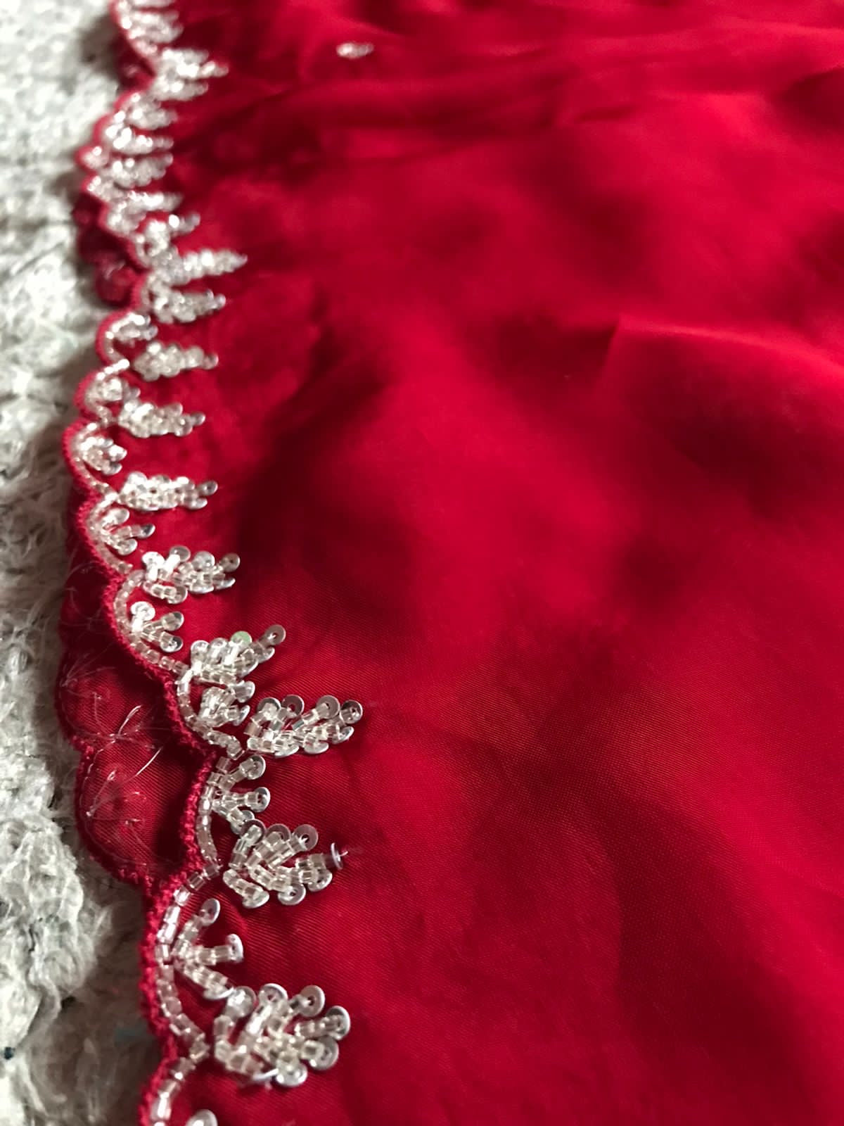 Red premium organza silk saree