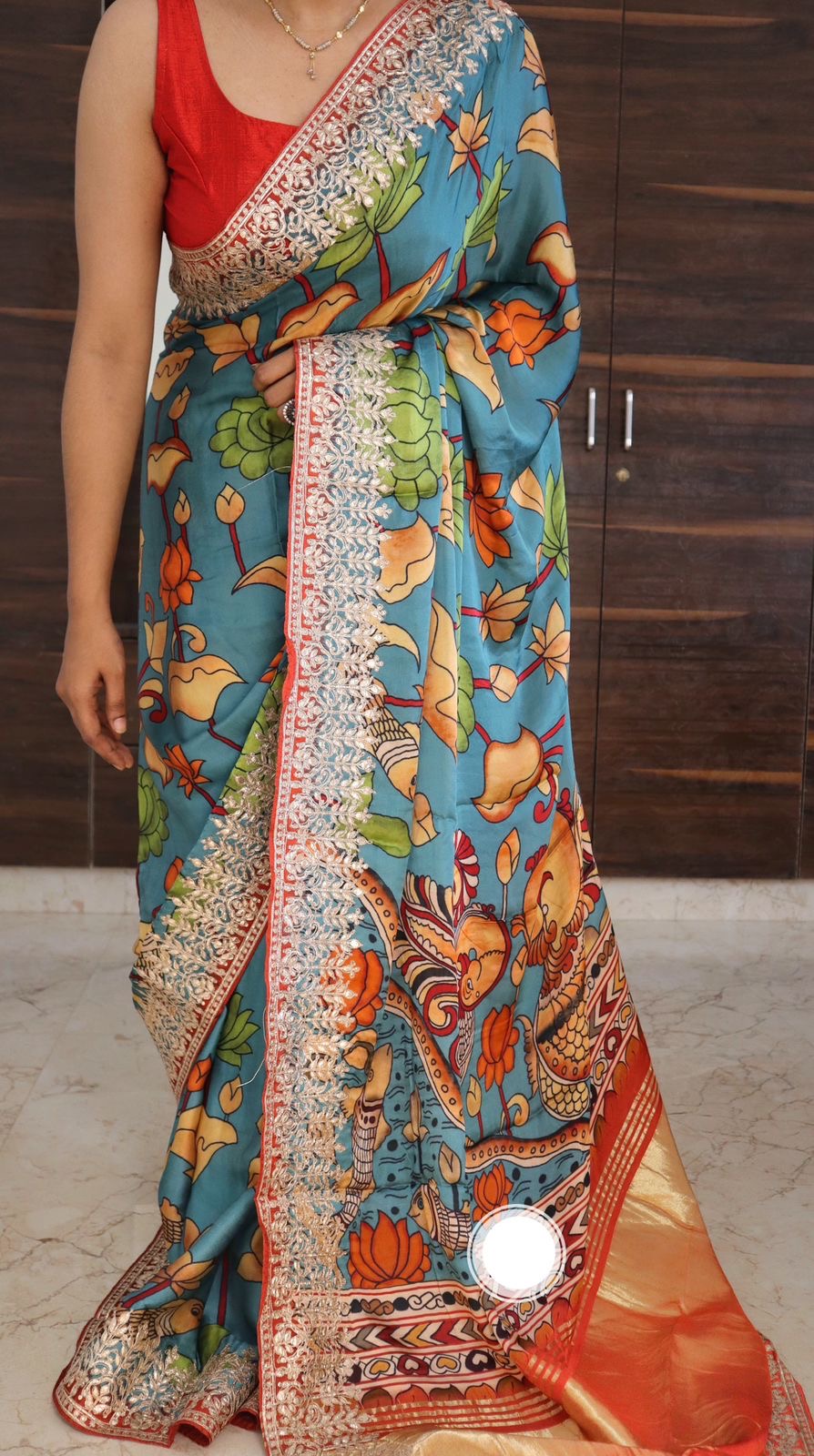 Gajji silk saree gottapatti saree kalamakri saree