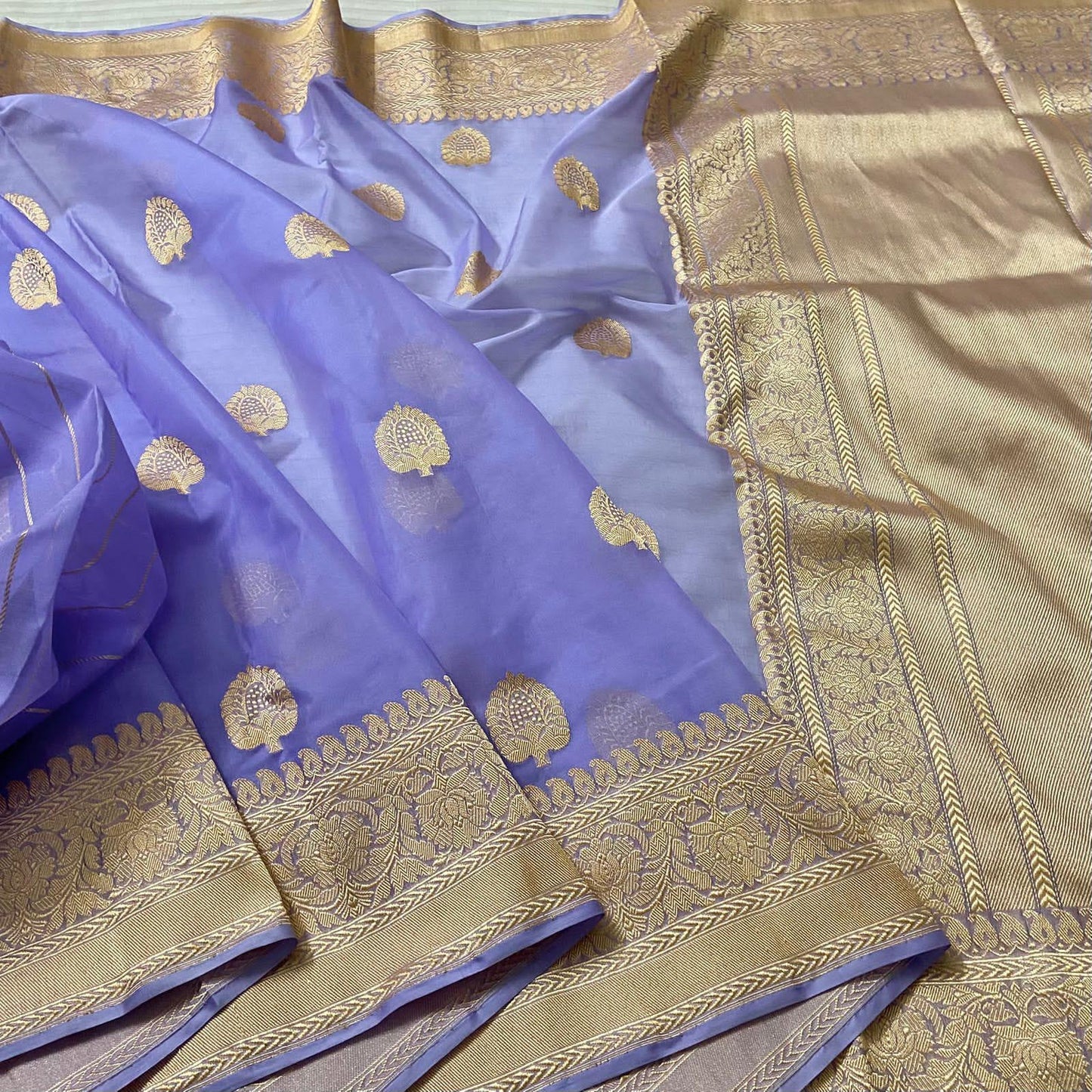 Lavender kora banarsi silk saree Indian saree blouse