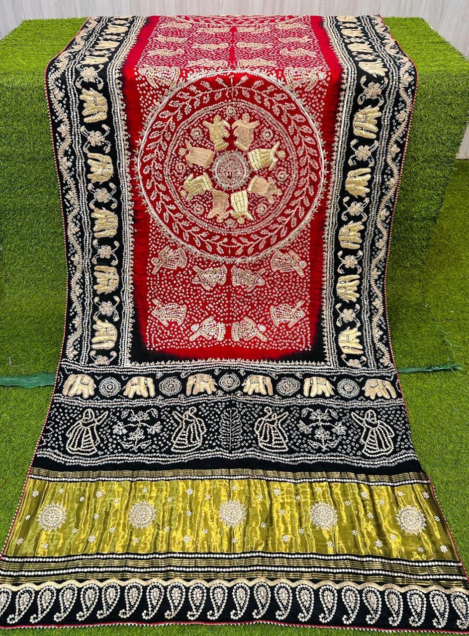 Gajji silk saree handwork saree embroidered sari blouse