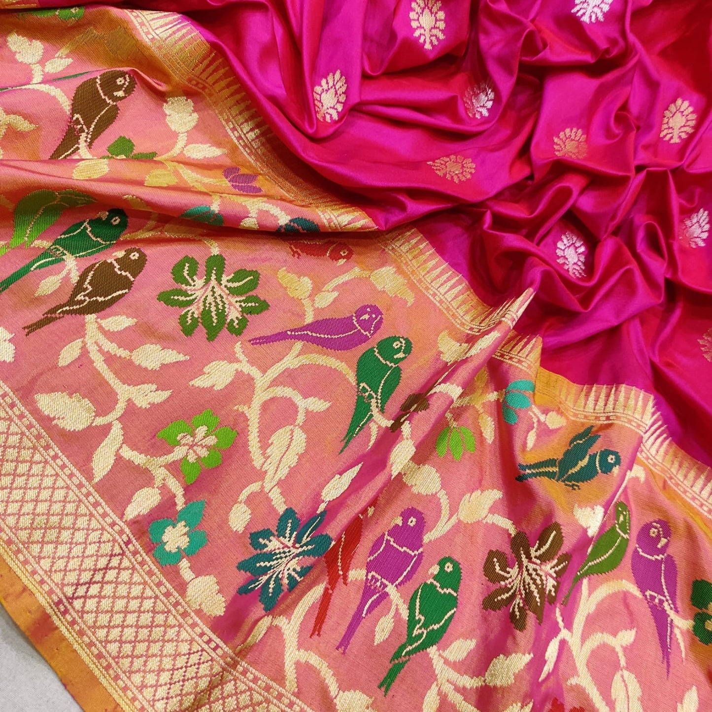 Exclusive Pink Katan Handwoven Zari Sarees Women Sari