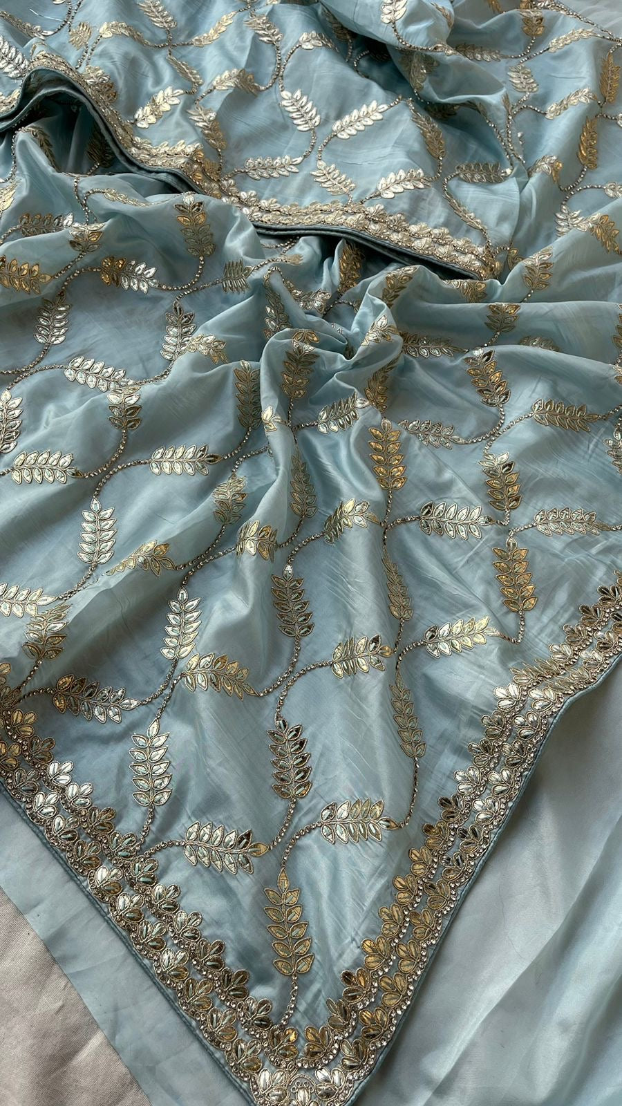 Kora Satin Gottapatti Saree Reception Saree