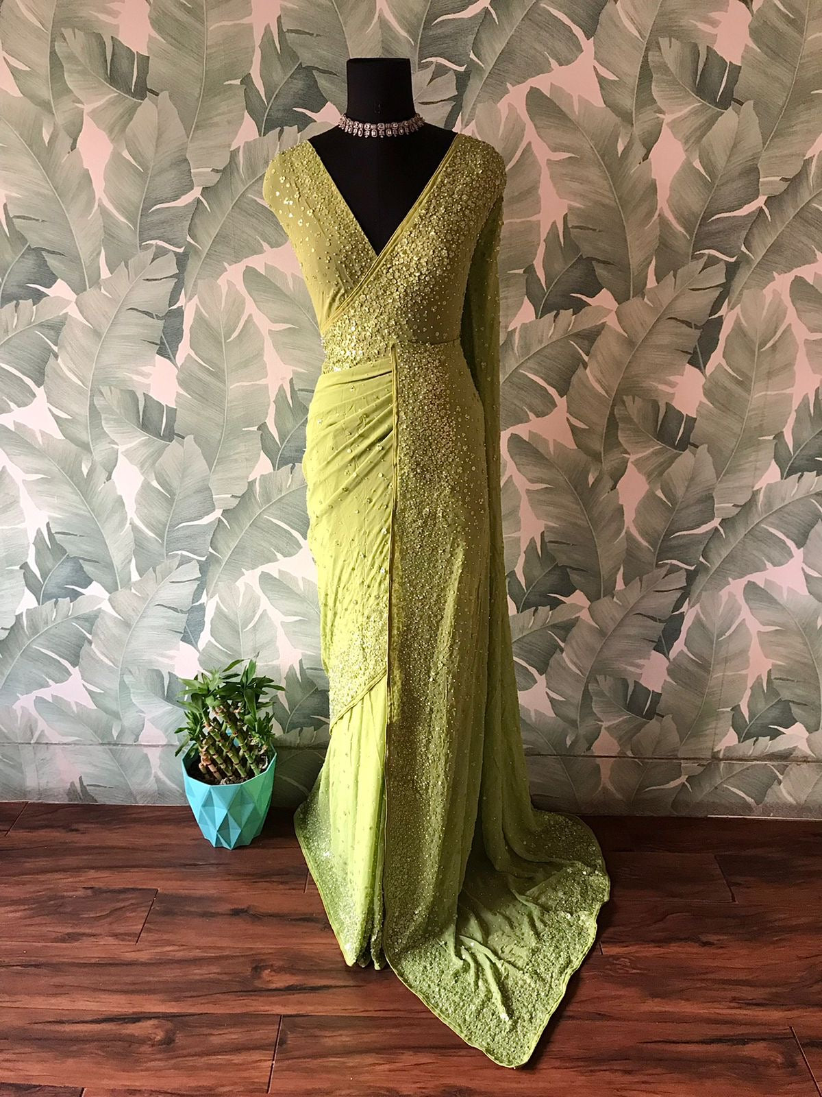 Premium pearl sequins saree handmade sari blouse