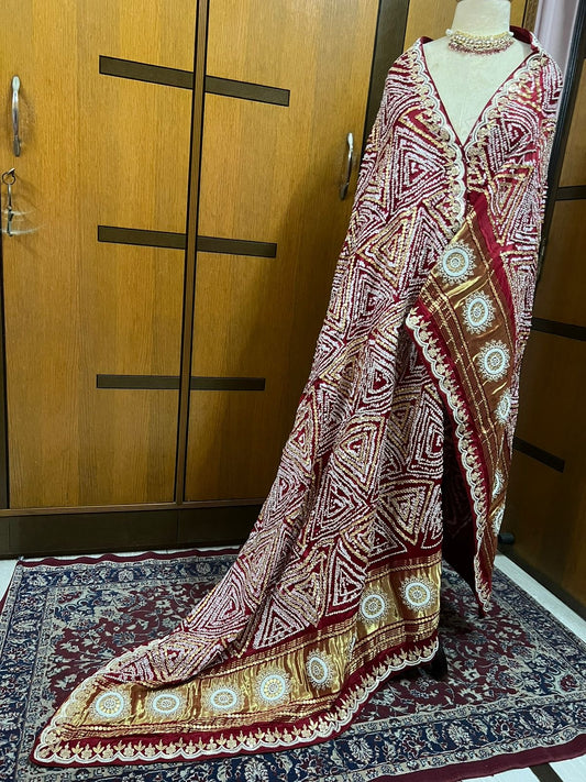 Red Gajji silk hand embroidery dupatta silk dupatta