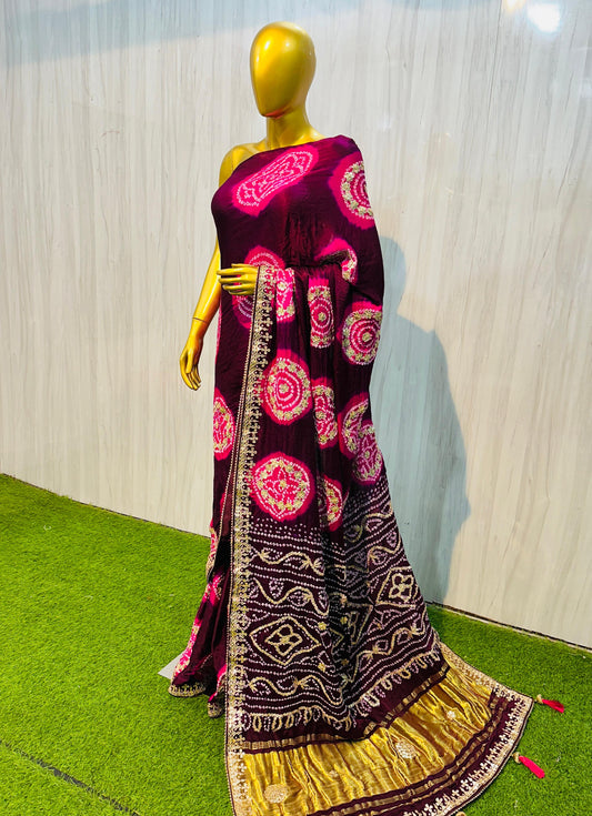 Rehmani gajji silk saree bandhani saree