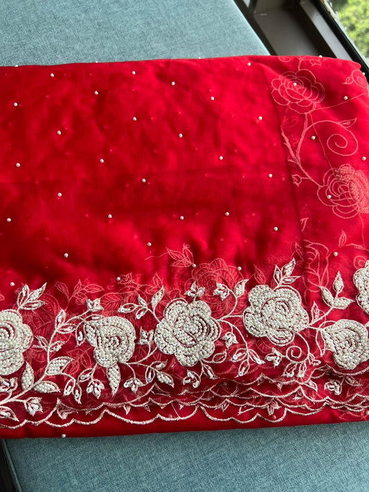 Red saree bridal saree reception saree Indian sari blouse