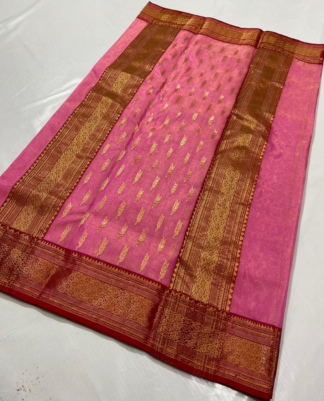 Pinasha Chanderi saree pink sarees handmade sari blouse