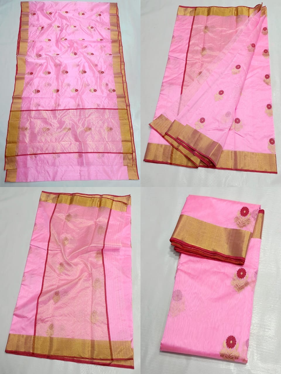 Handmade Chanderi saree Pattu silk Meenakari sarees blouse