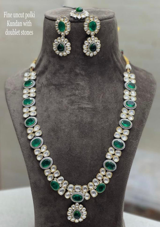 Green Kundan polki necklace set