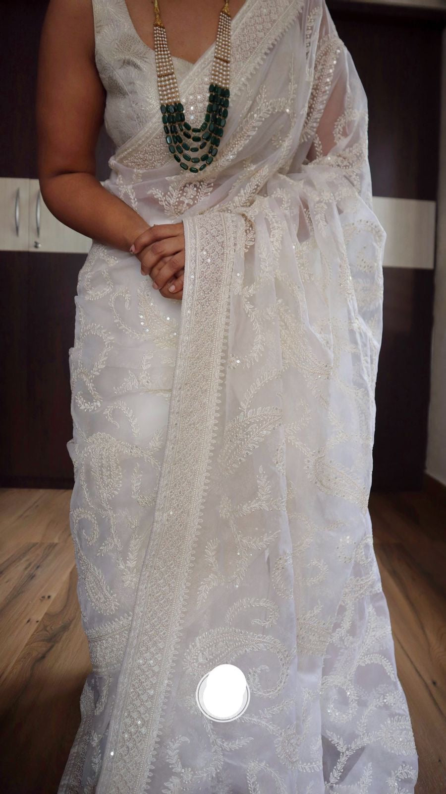 White gracious saree organza saree Chikankari sarees