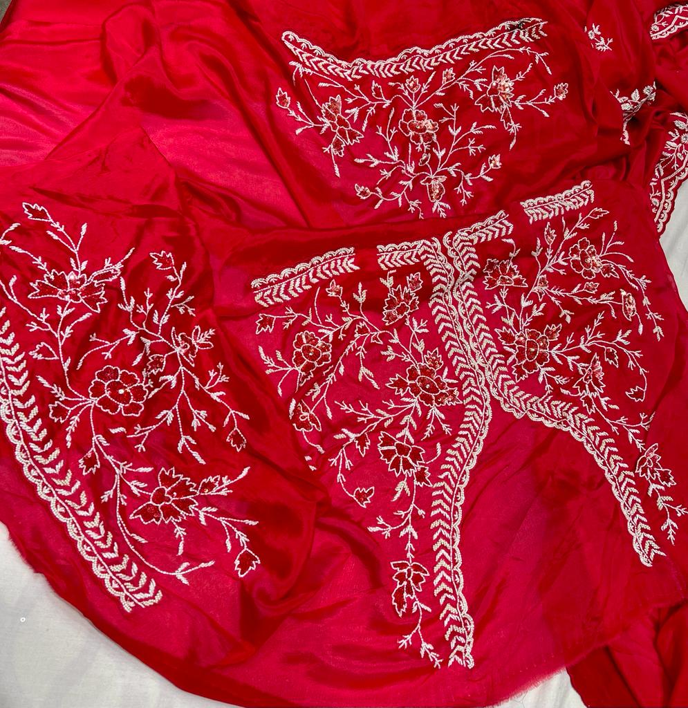Weddding Crepe Embroidered Sarees