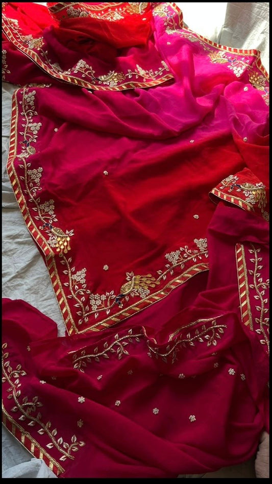 Dual shaded zardosi gottapatti saree Partywear sari blouse