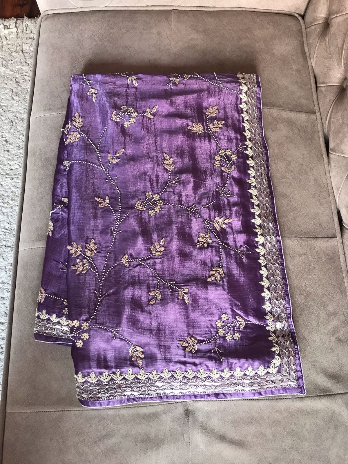 Lavender Prenium Luxury saree satin silk saree