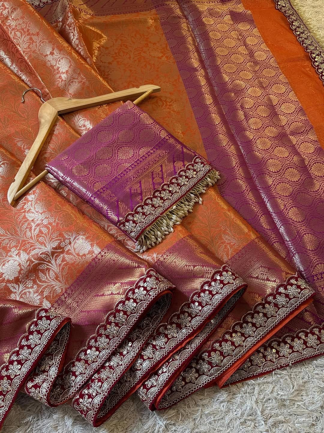 Handmade Banarsi tissue saree Indian wedding saree bridal sari blouse