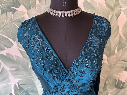 Teal green premium saree Indian saree wedding sarees blouse Partywear sari