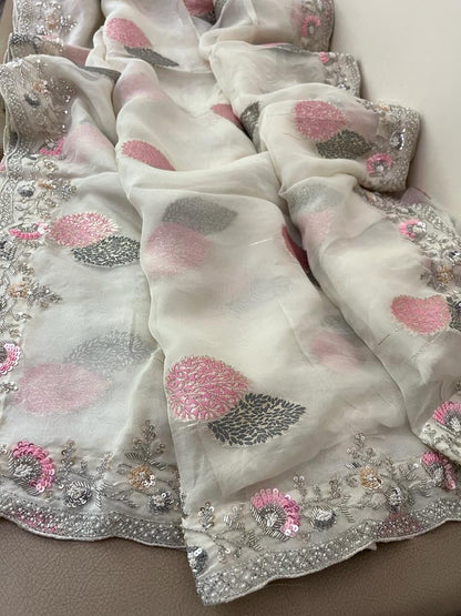 Aliva organza saree partywear saree