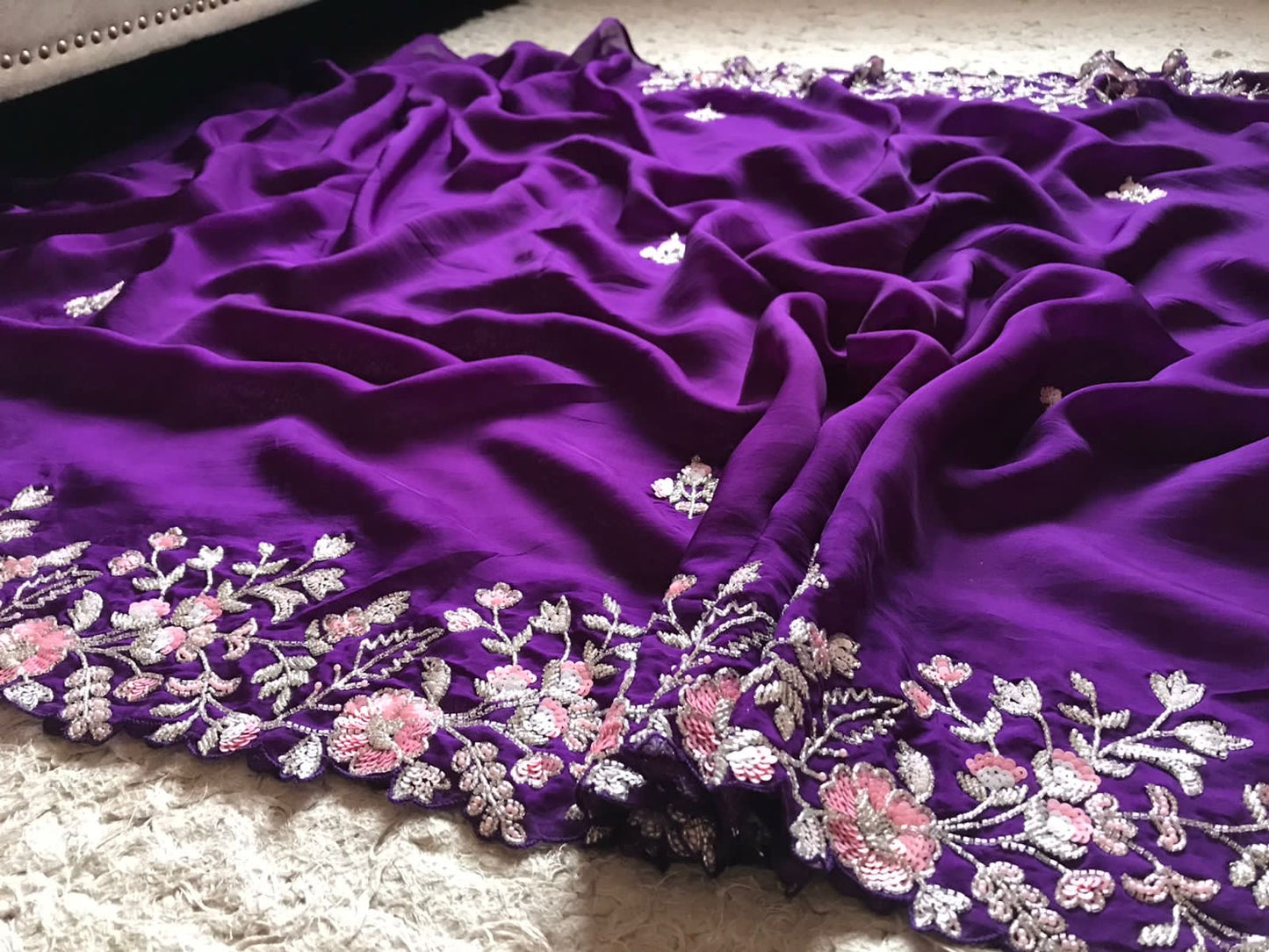 Purple Premium Organza Saree