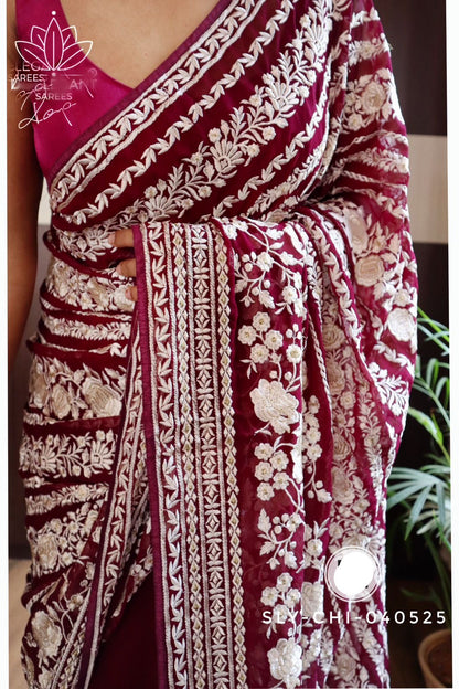 Elegant chikankari saree Lucknowi saree Indian sarees women saree blouse