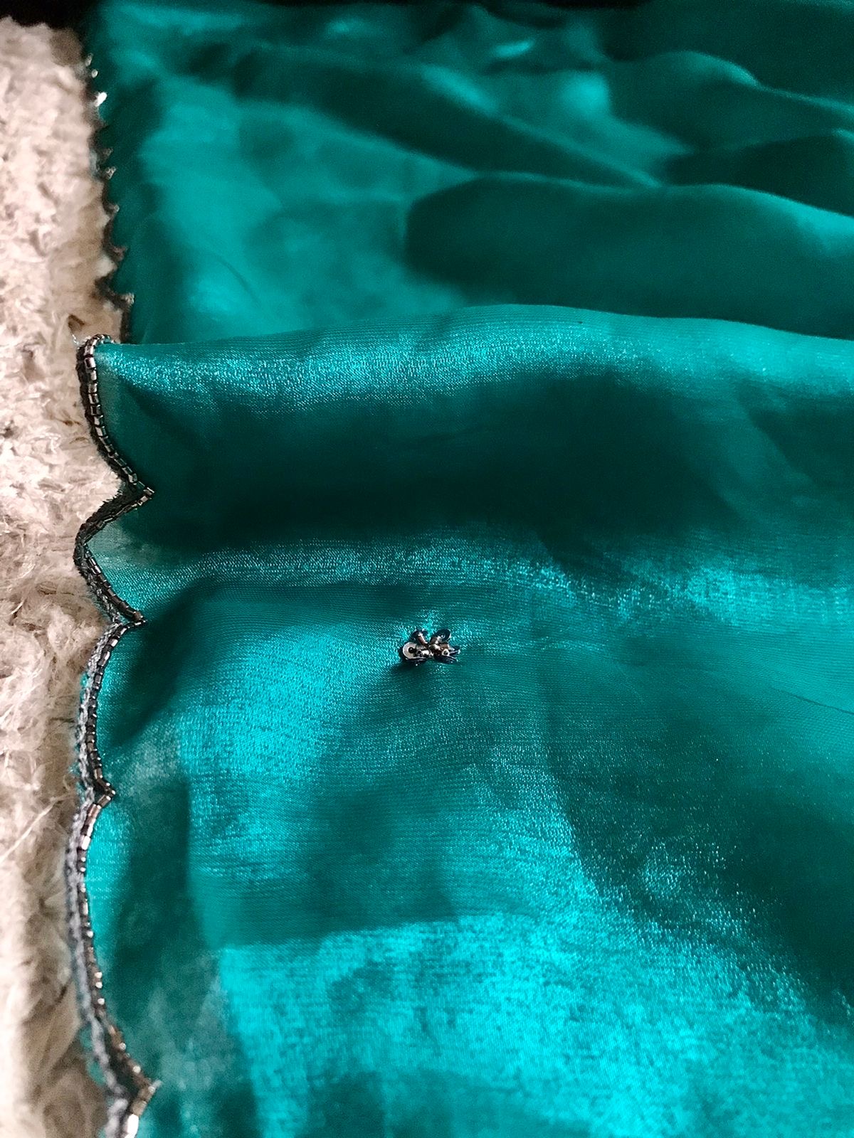 Shimmer tissue silk saree handmade sari blouse