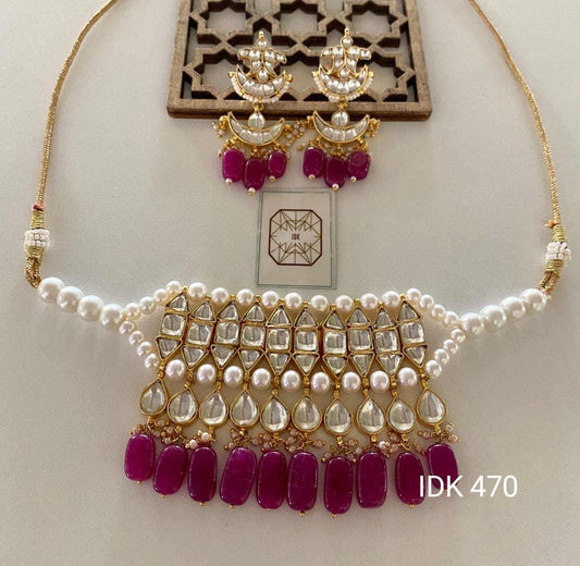 Kishi Red Pearl Choker Set Indian Jewelry