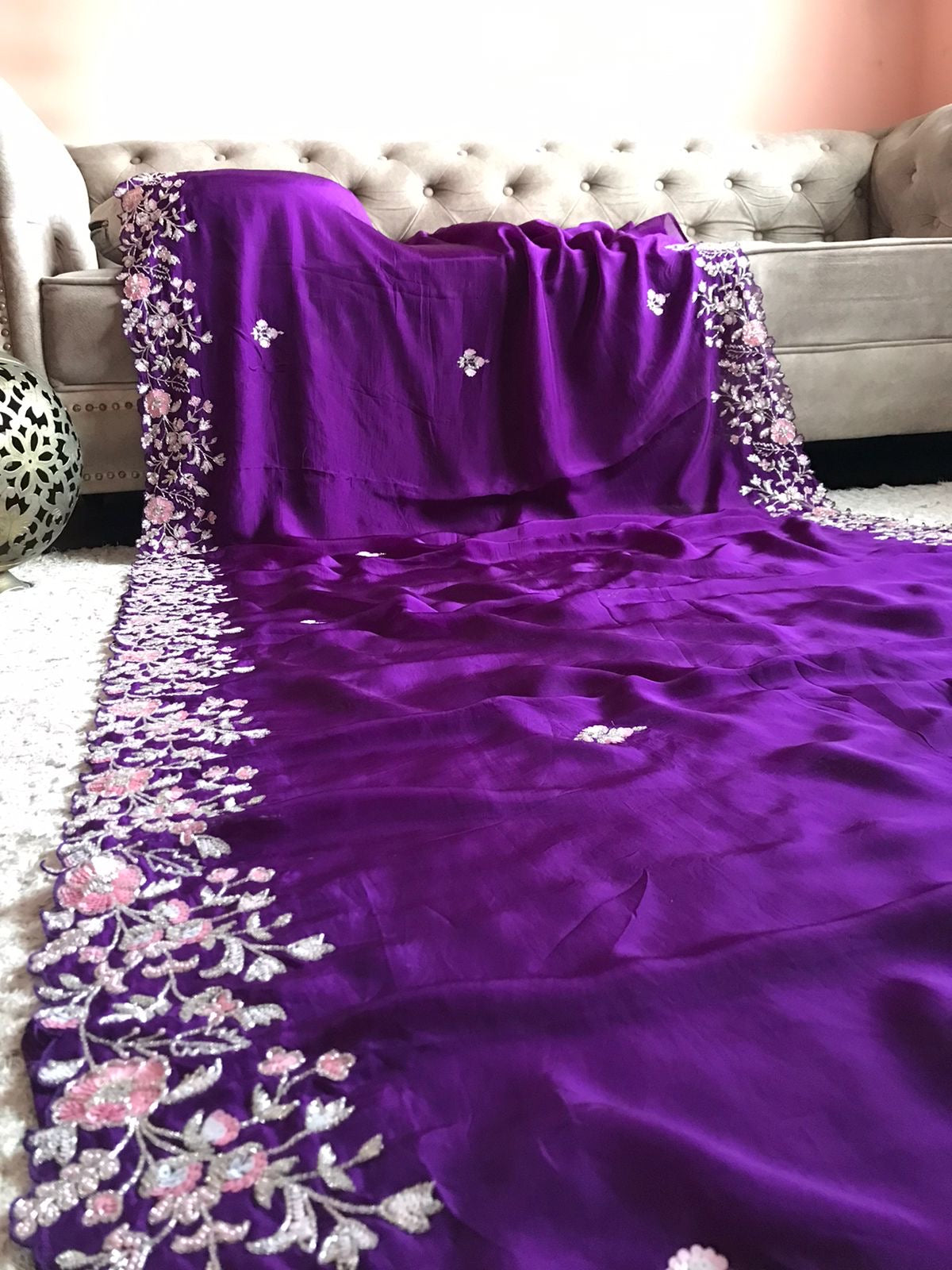 Purple Premium Organza Saree