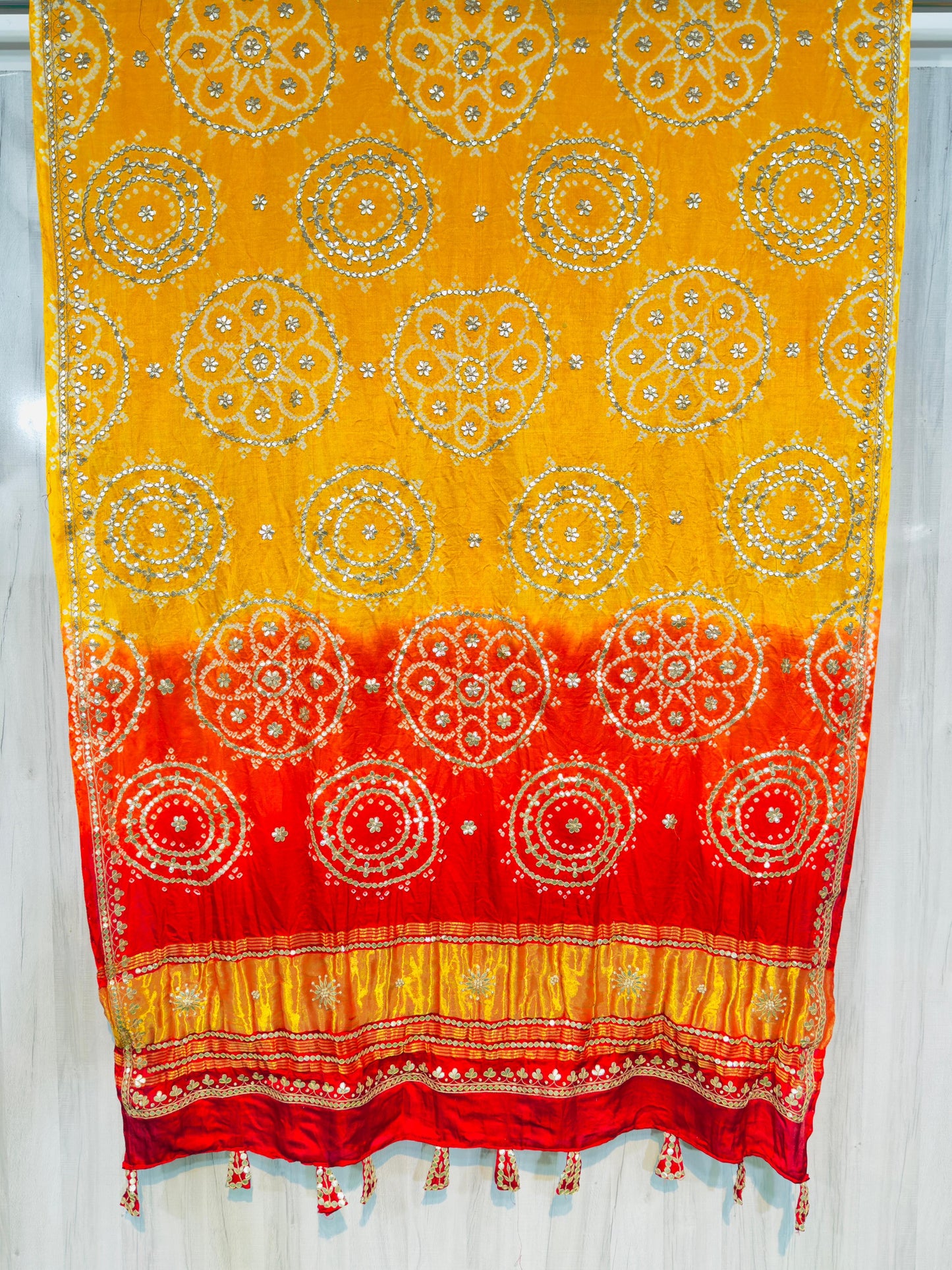 Yellow gajji silk dupatta handmade dupatta traditional dupatta
